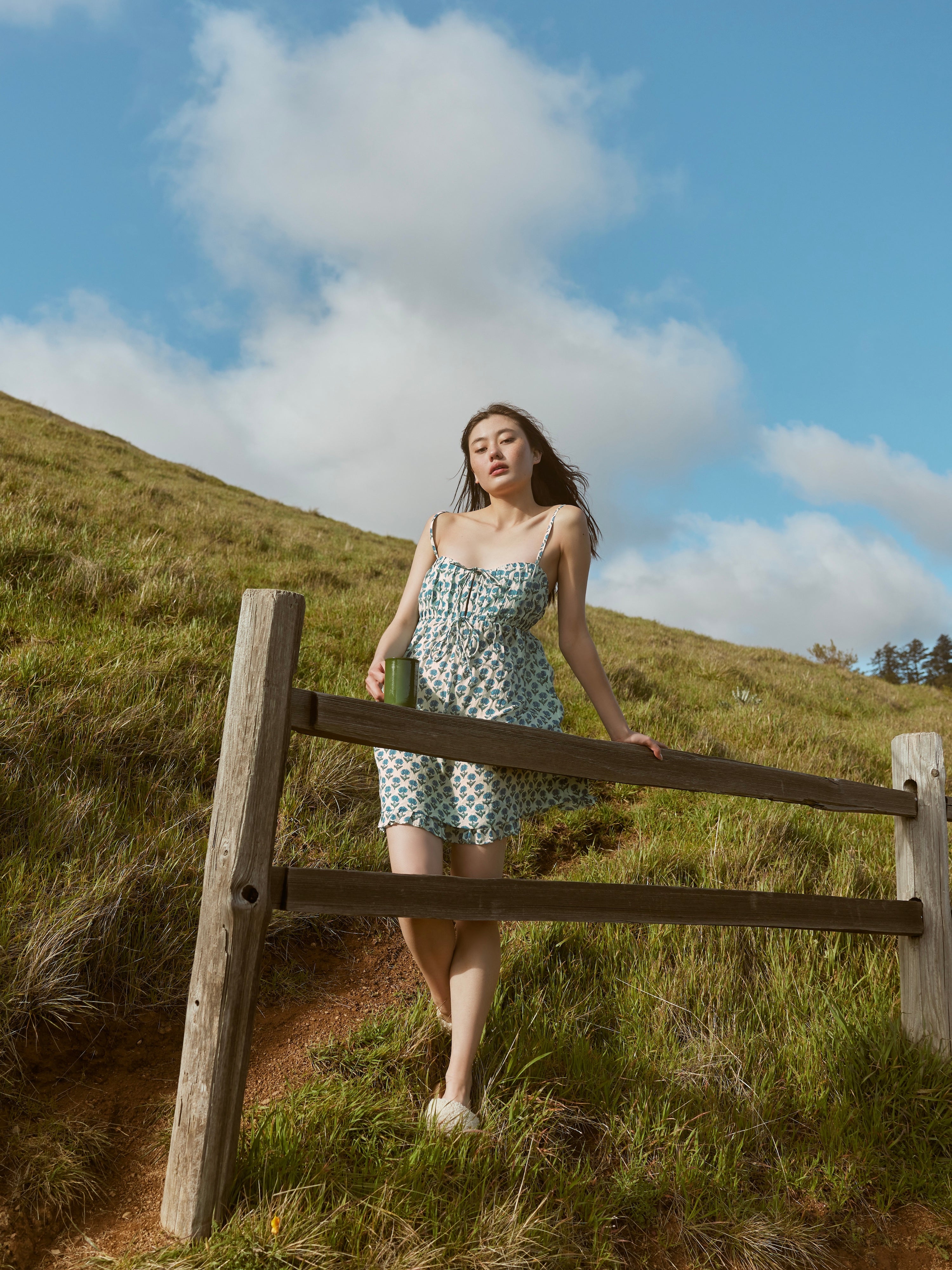 Andi Mini Nightgown - Ivory & Blue Bell