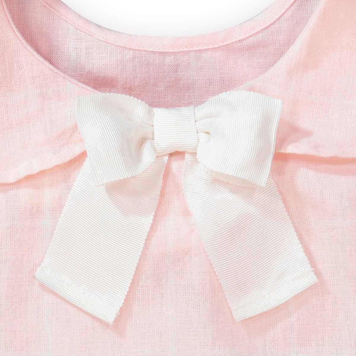 Ruffle Top with Bow - Light Pink Windowpane