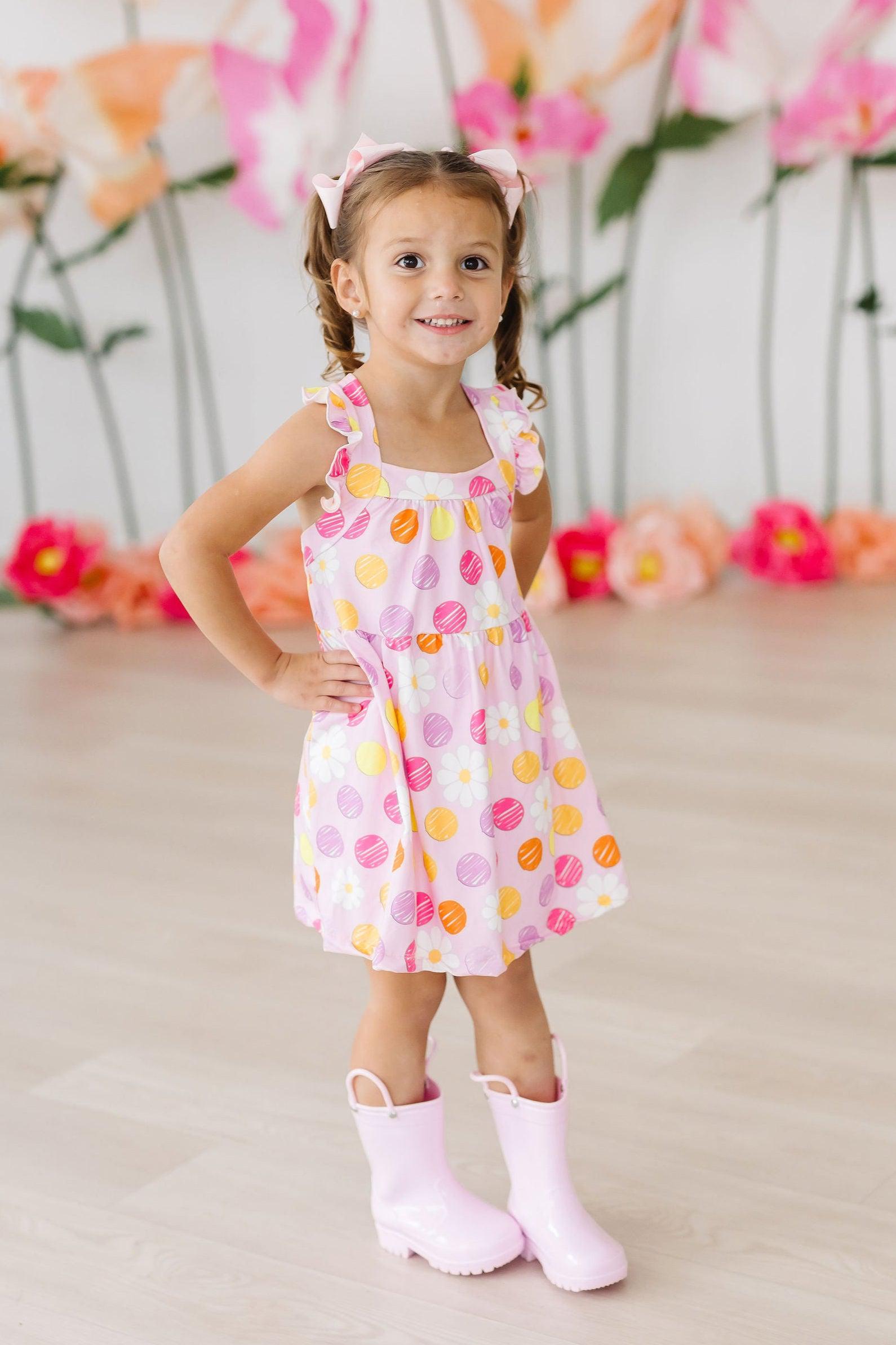 SALE Daisy Doodles Ruffle Cross Back Dress