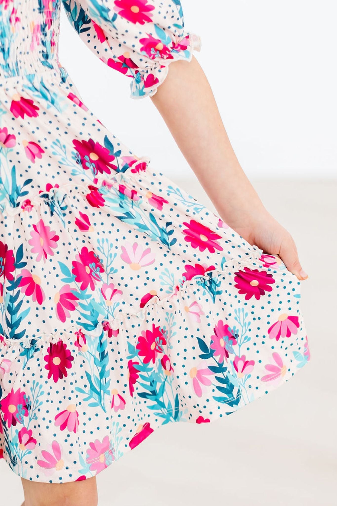 SALE Dots & Daisies Smocked Ruffle Dress
