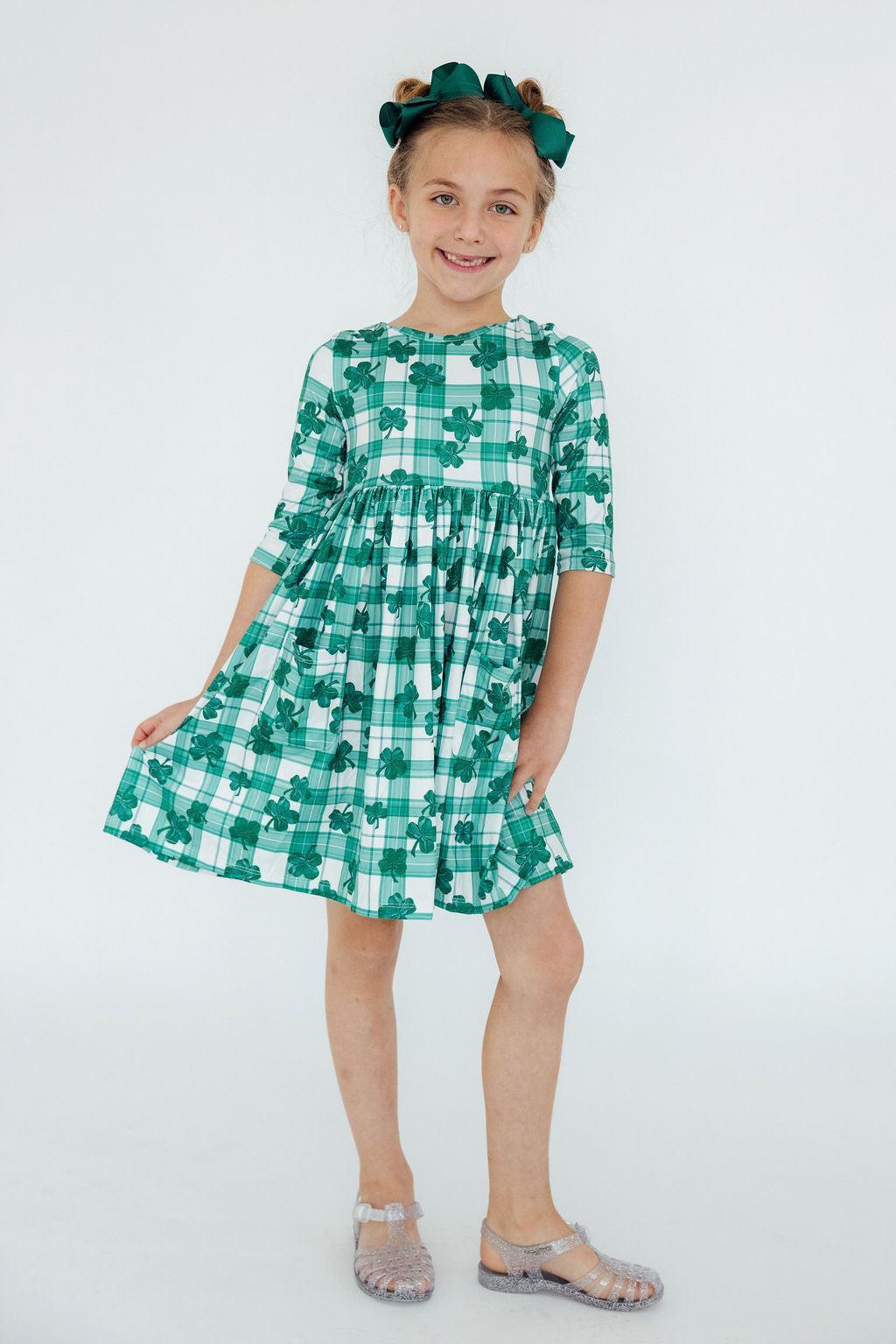 SALE Lucky One 3/4 Sleeve Pocket Twirl Dress