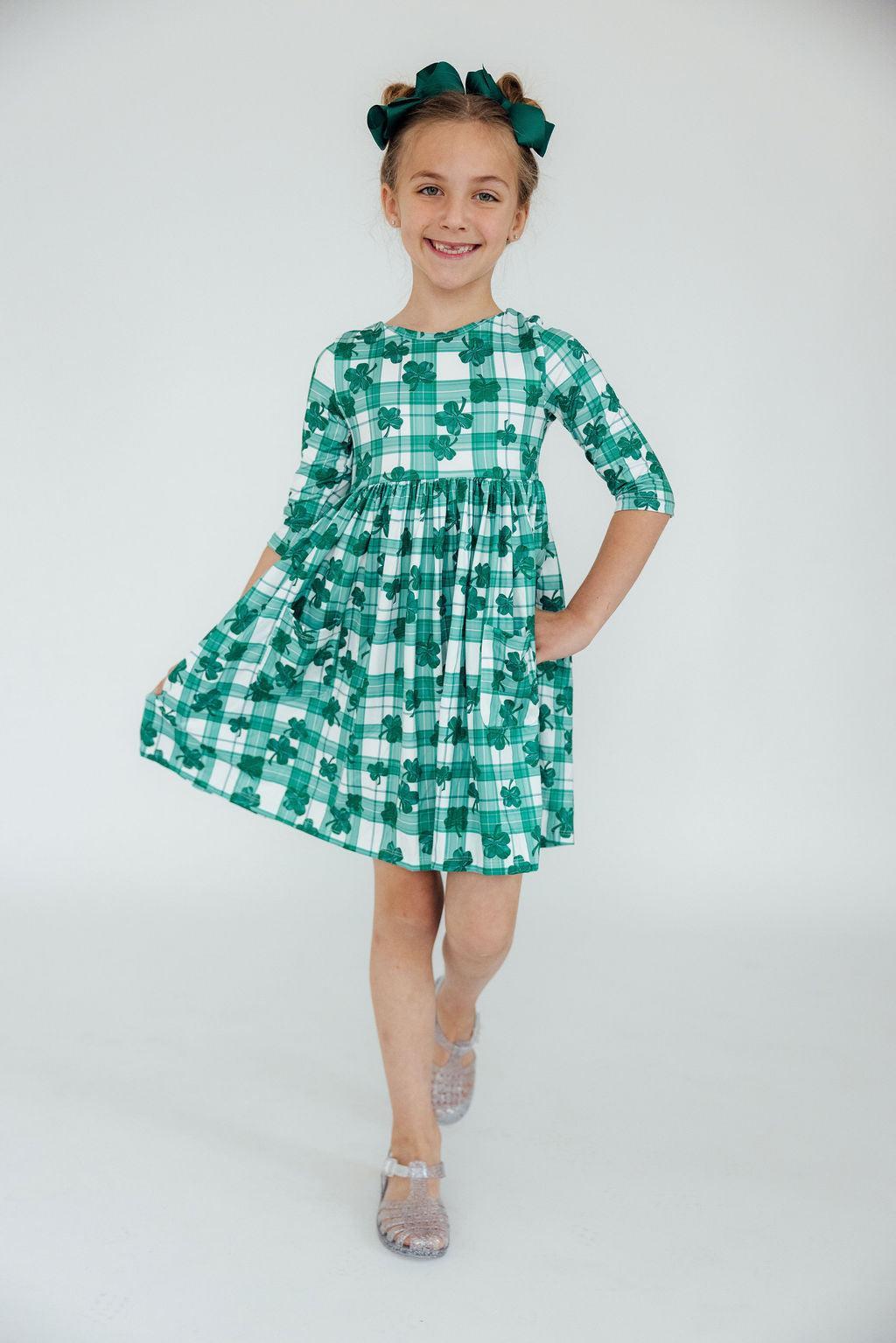 SALE Lucky One 3/4 Sleeve Pocket Twirl Dress