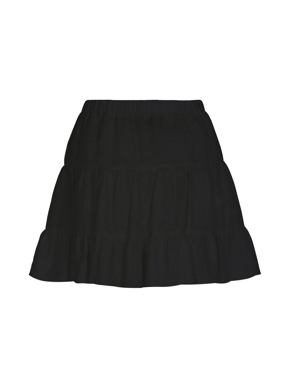Tiered Mini Linen Skirt - Black