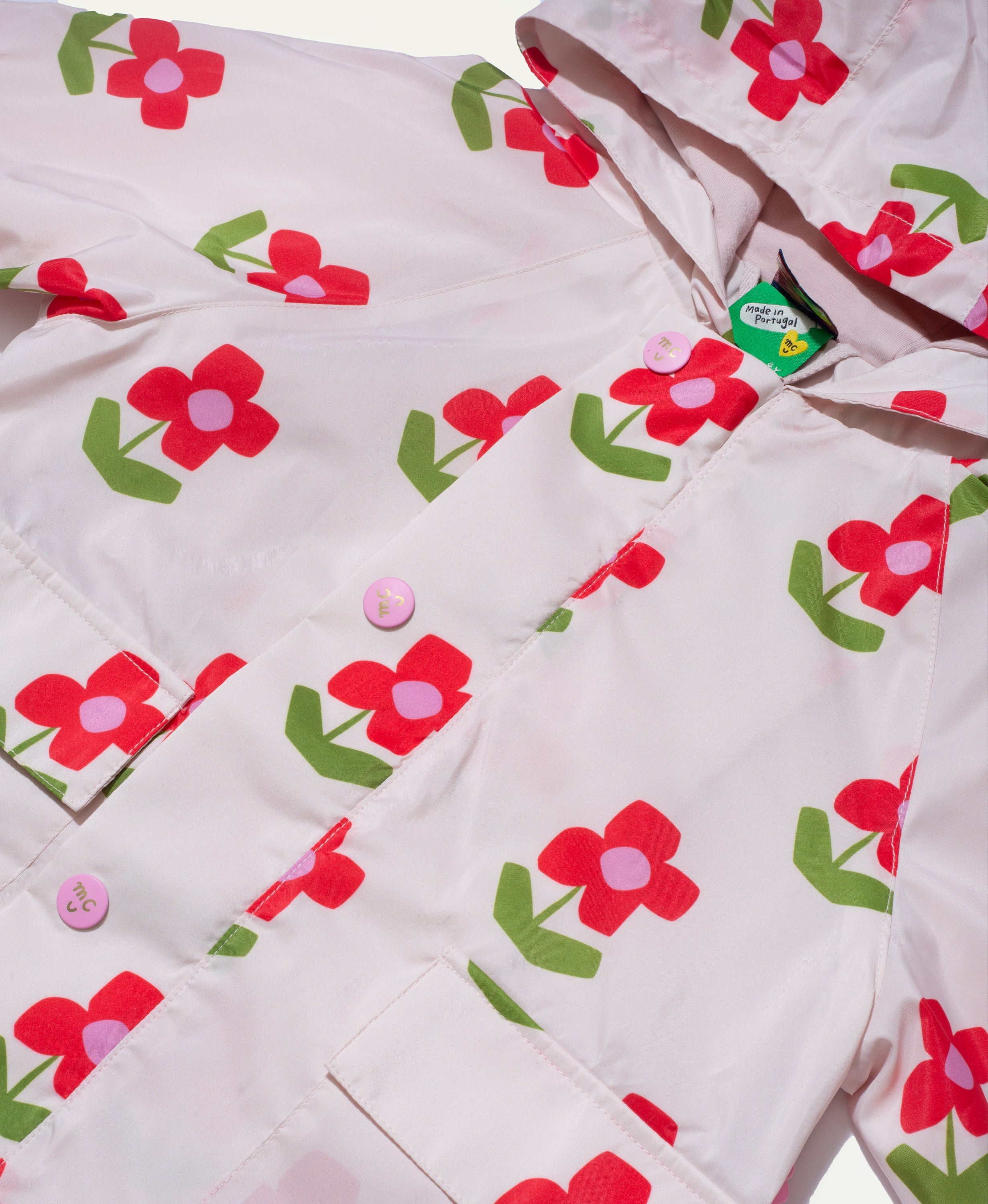 Recycled Fabric Flower Kid Raincoat