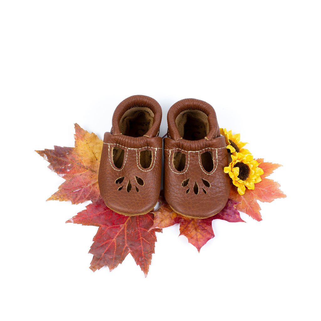 Chestnut LOTUS T-strap Shoes Baby and Toddler Baby Shoes Starry Knight Design   