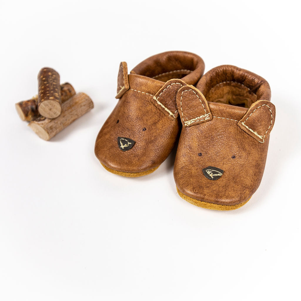 Russet Bear // Cute Critters Leather Shoes Baby and Toddler Baby Shoes Starry Knight Design   