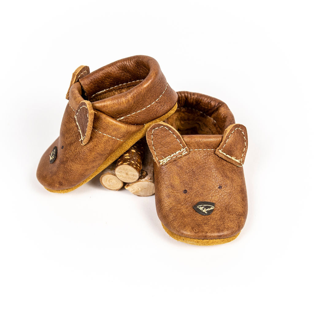 Russet Bear // Cute Critters Leather Shoes Baby and Toddler Baby Shoes Starry Knight Design   