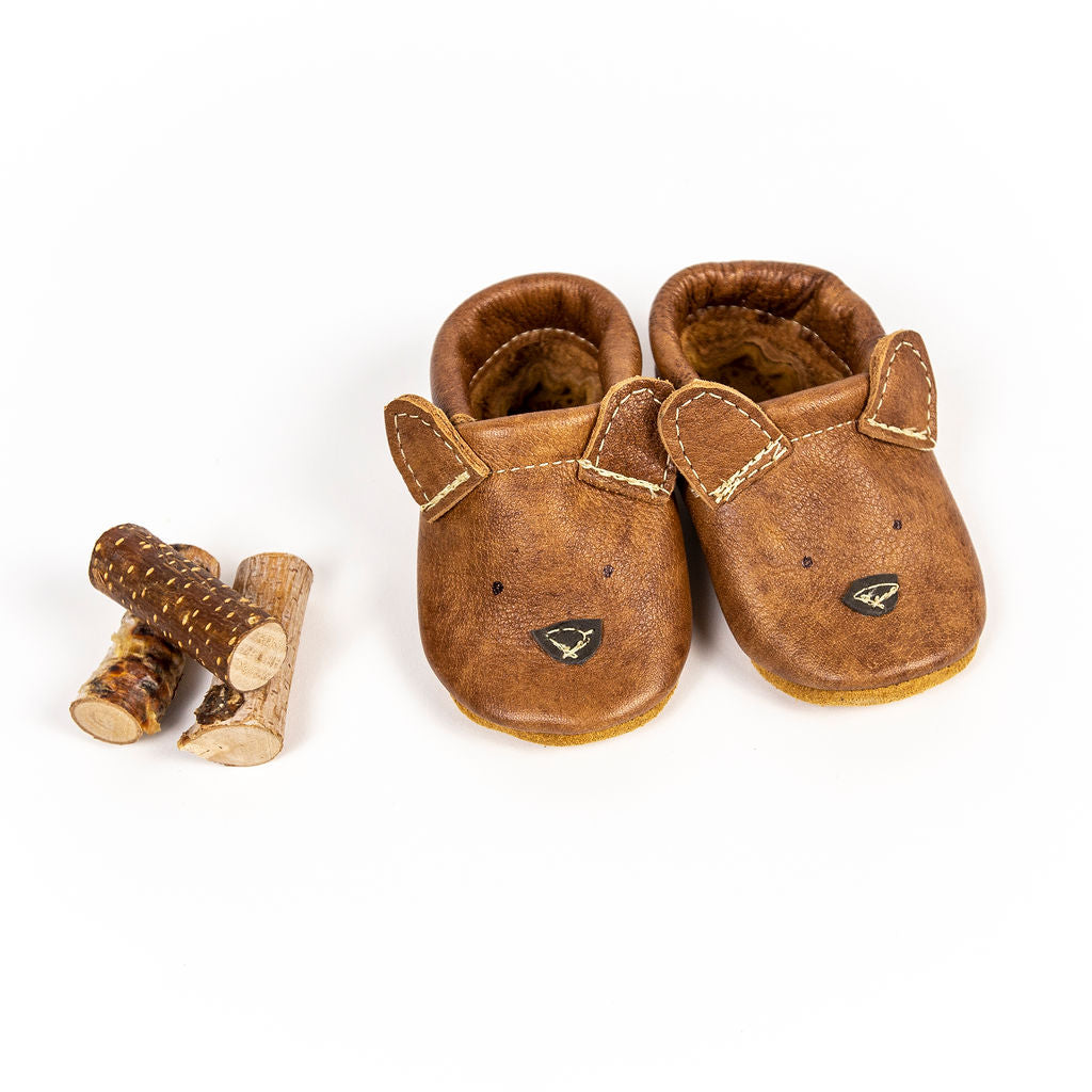 Russet Bear // Cute Critters Leather Shoes Baby and Toddler Baby Shoes Starry Knight Design   