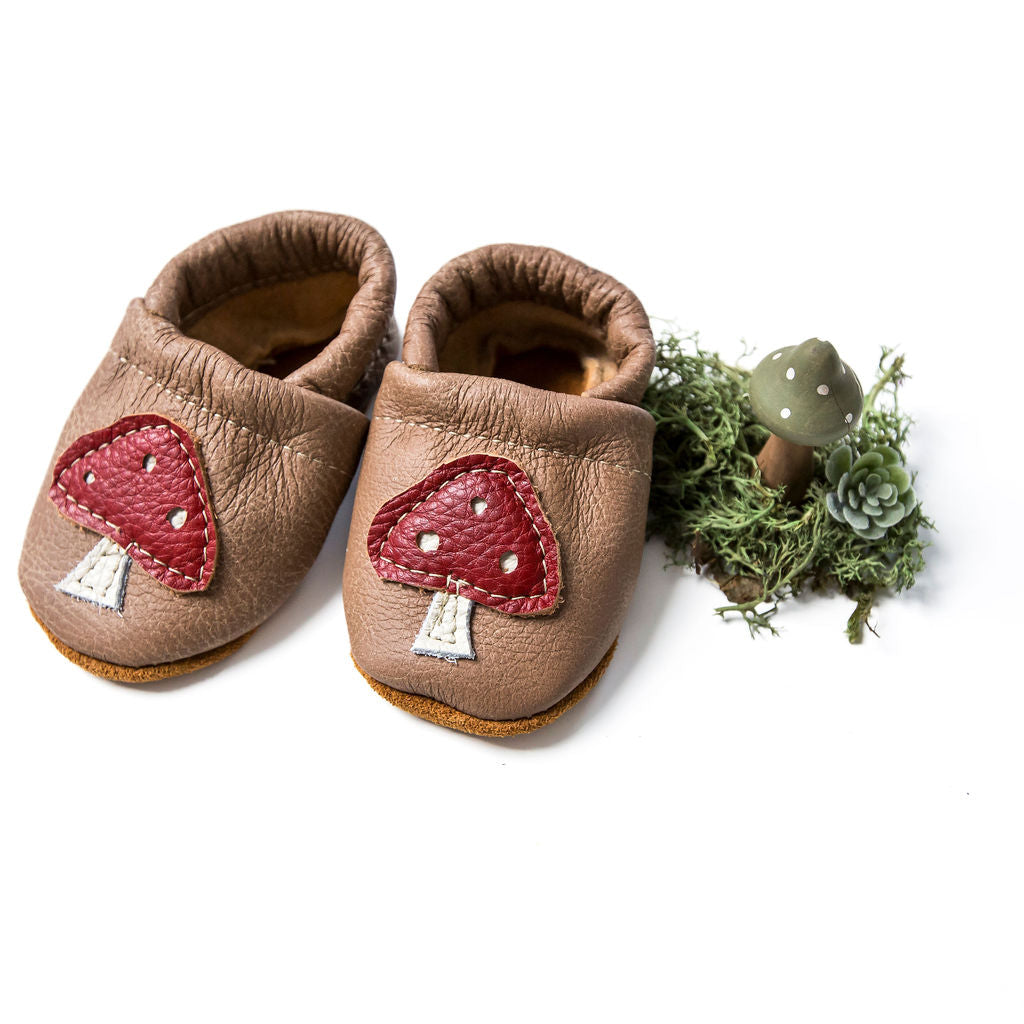 Mushrooms on Chai Leather Shoes Moccs Baby and Toddler Baby Shoes Starry Knight Design   