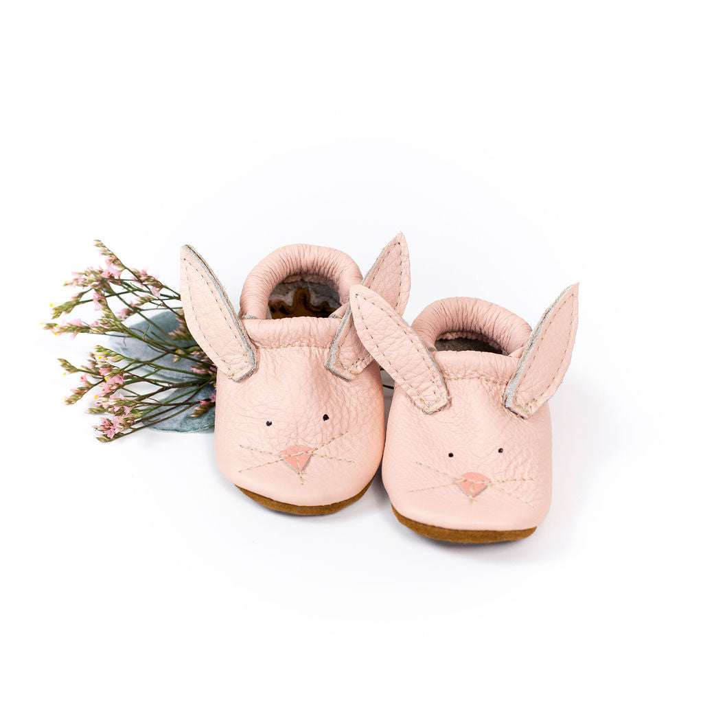 Pink Bunnies // Cute Critters Leather Shoes Baby and Toddler Bunny
