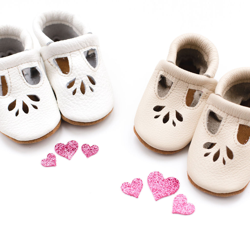 White & Cream LOTUS T-strap Shoes Baby and Toddler