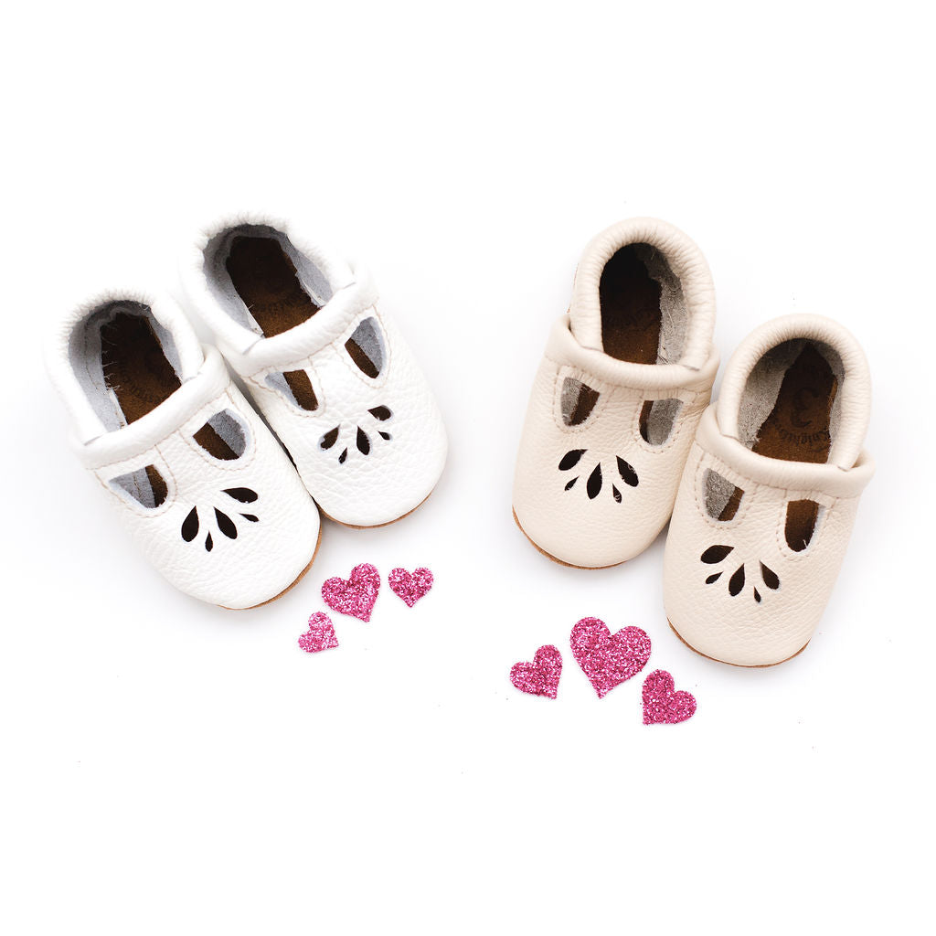 White & Cream LOTUS T-strap Shoes Baby and Toddler