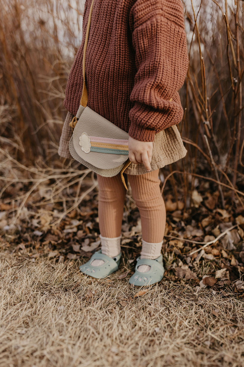 Rainbow on Beige Leather PURSE Toddler & Kids