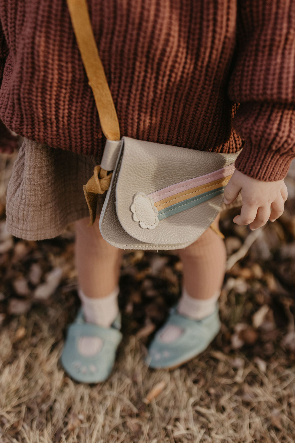 Rainbow on Beige Leather PURSE Toddler & Kids