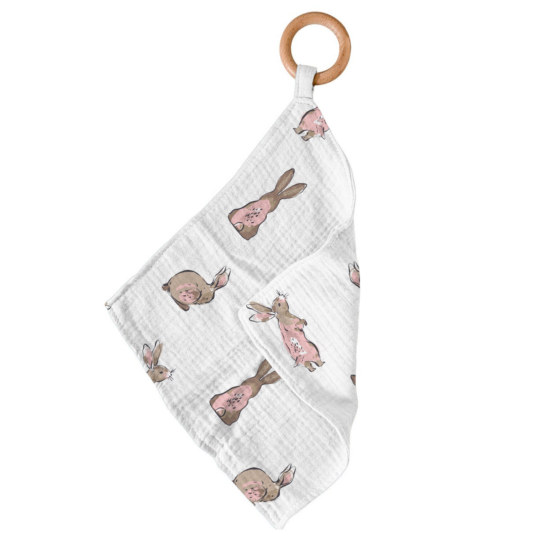 Powder Pink Bunnies Bamboo Newcastle Teether