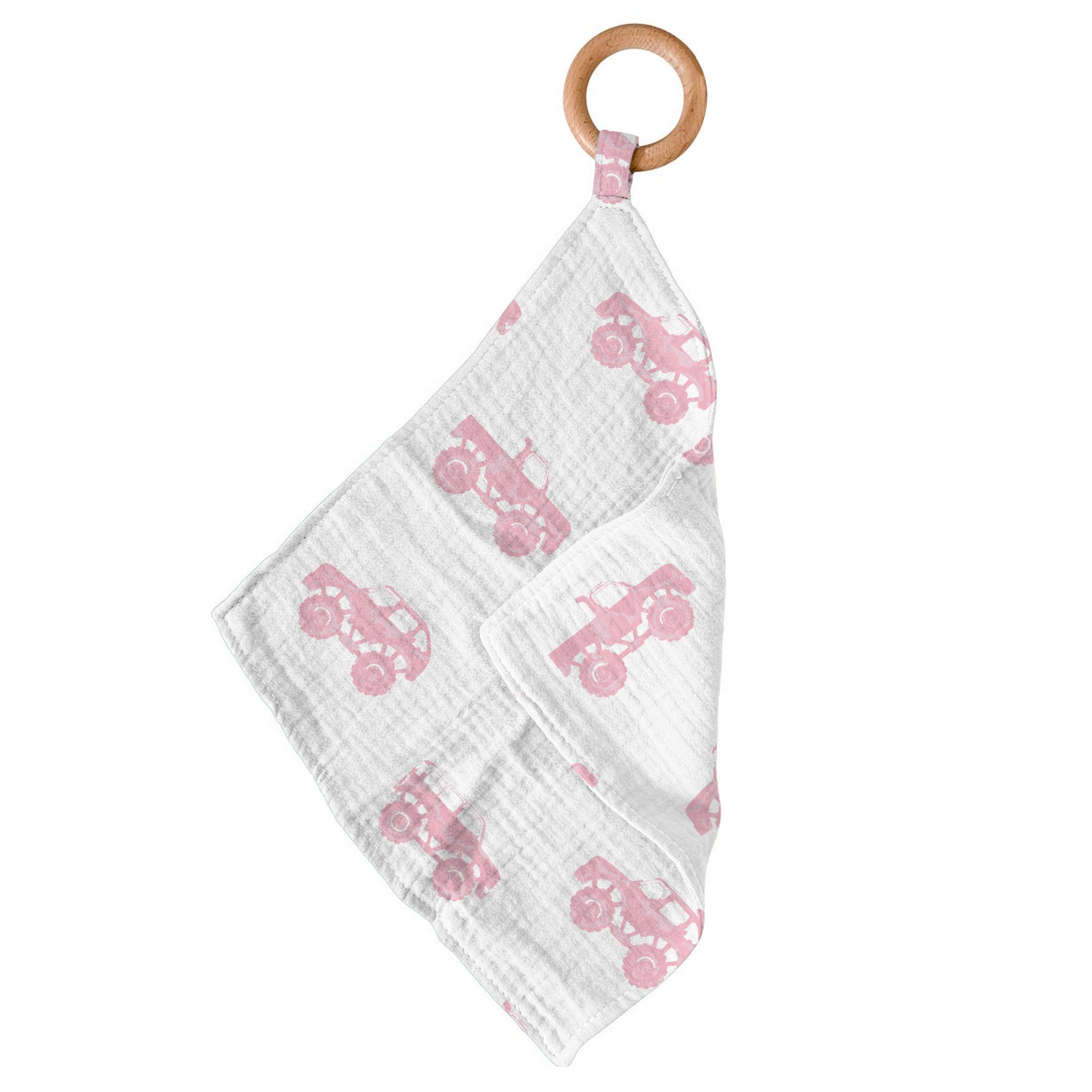 Pink Monster Trucks Bamboo Newcastle Teether