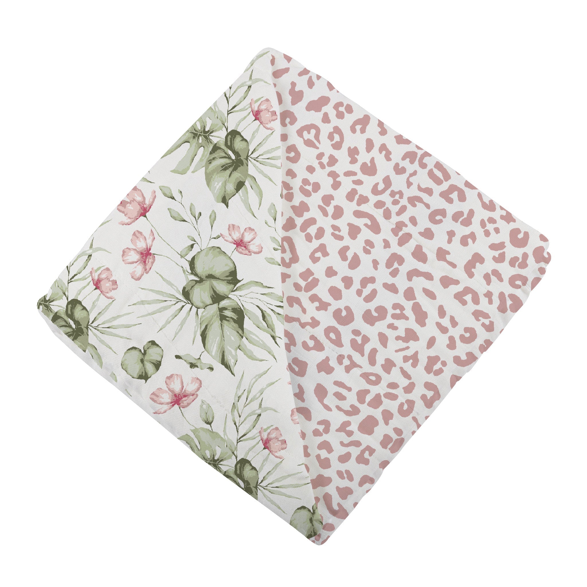 Silver Pink Orchid and Little Leopard Newcastle Blanket