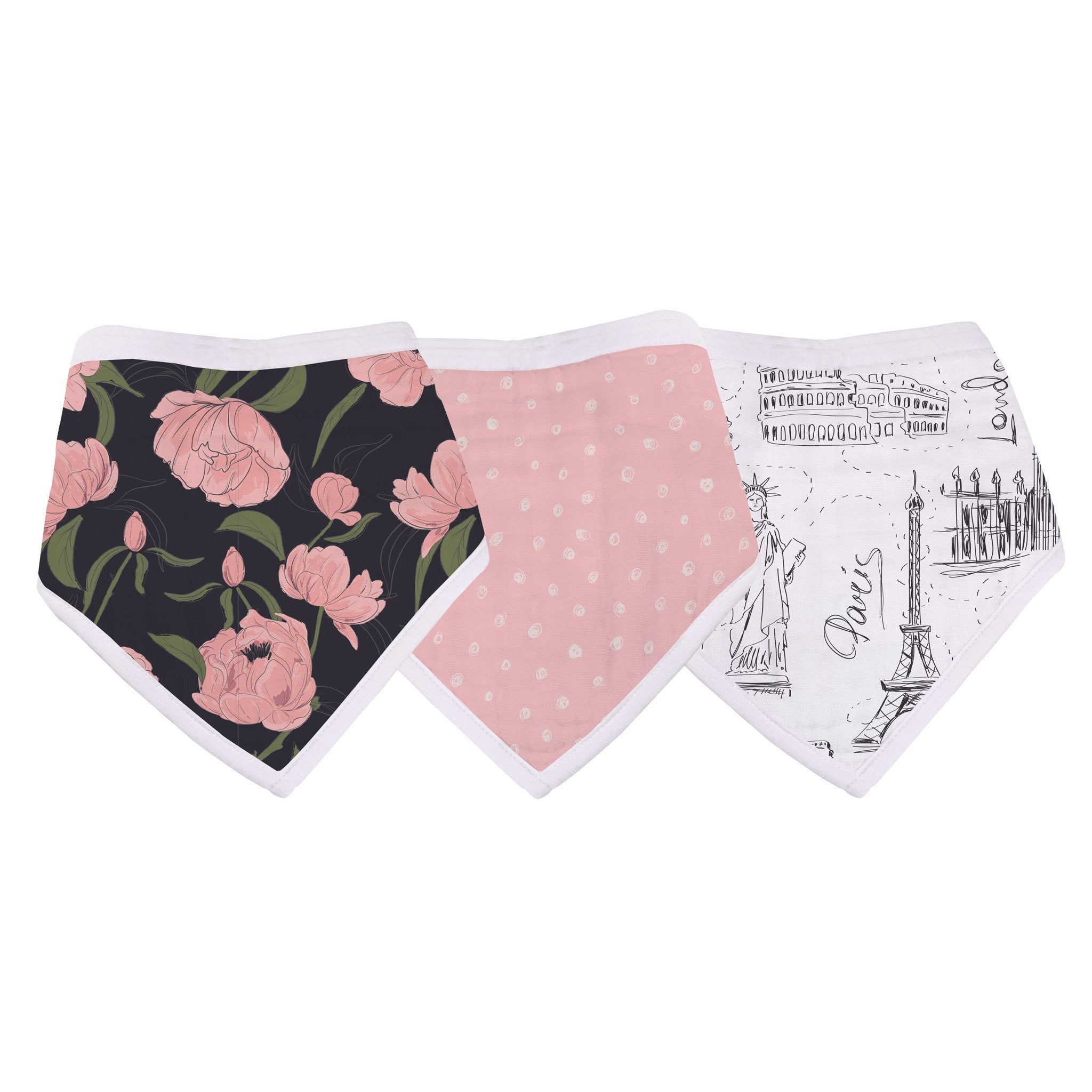 London, Paris, New York Bandana Bib - Set of 3