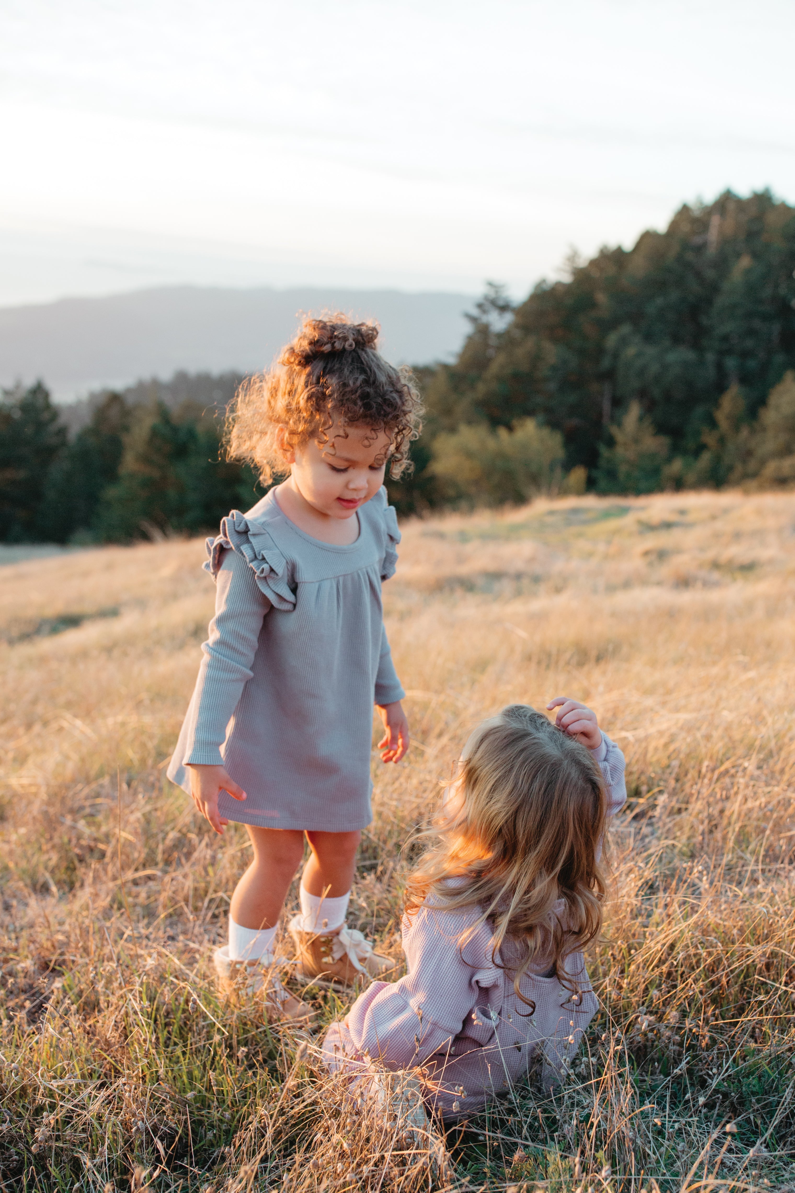 Waffle Long Sleeve Dress - Smoke
