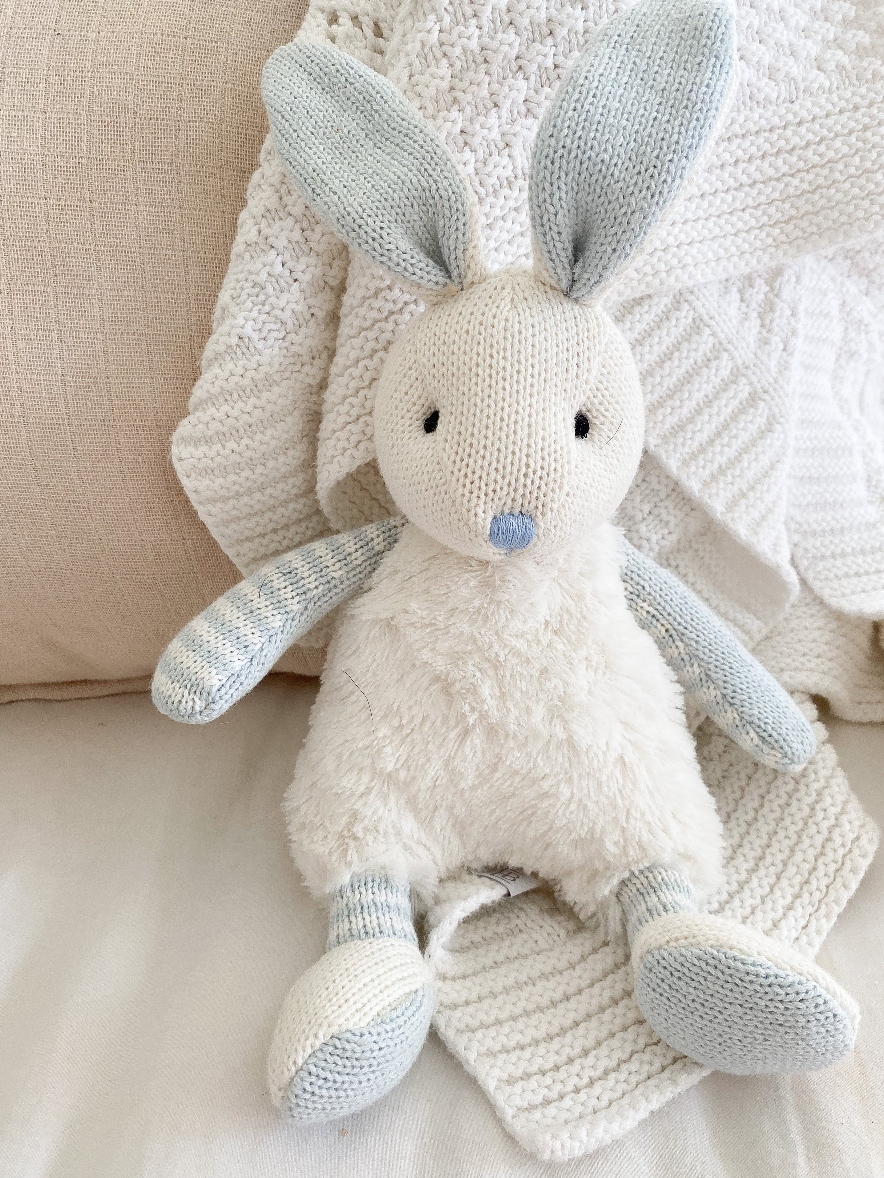 Floppy Bunny Blue Stuffed Toy MON AMI   