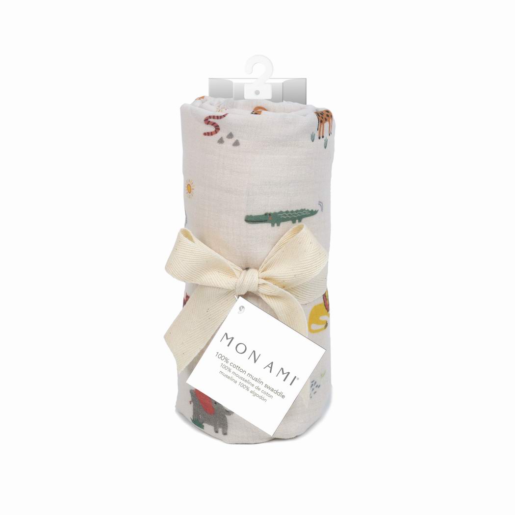 Animaux de Safari Muslin Swaddle Blanket Swaddle blanket MON AMI   