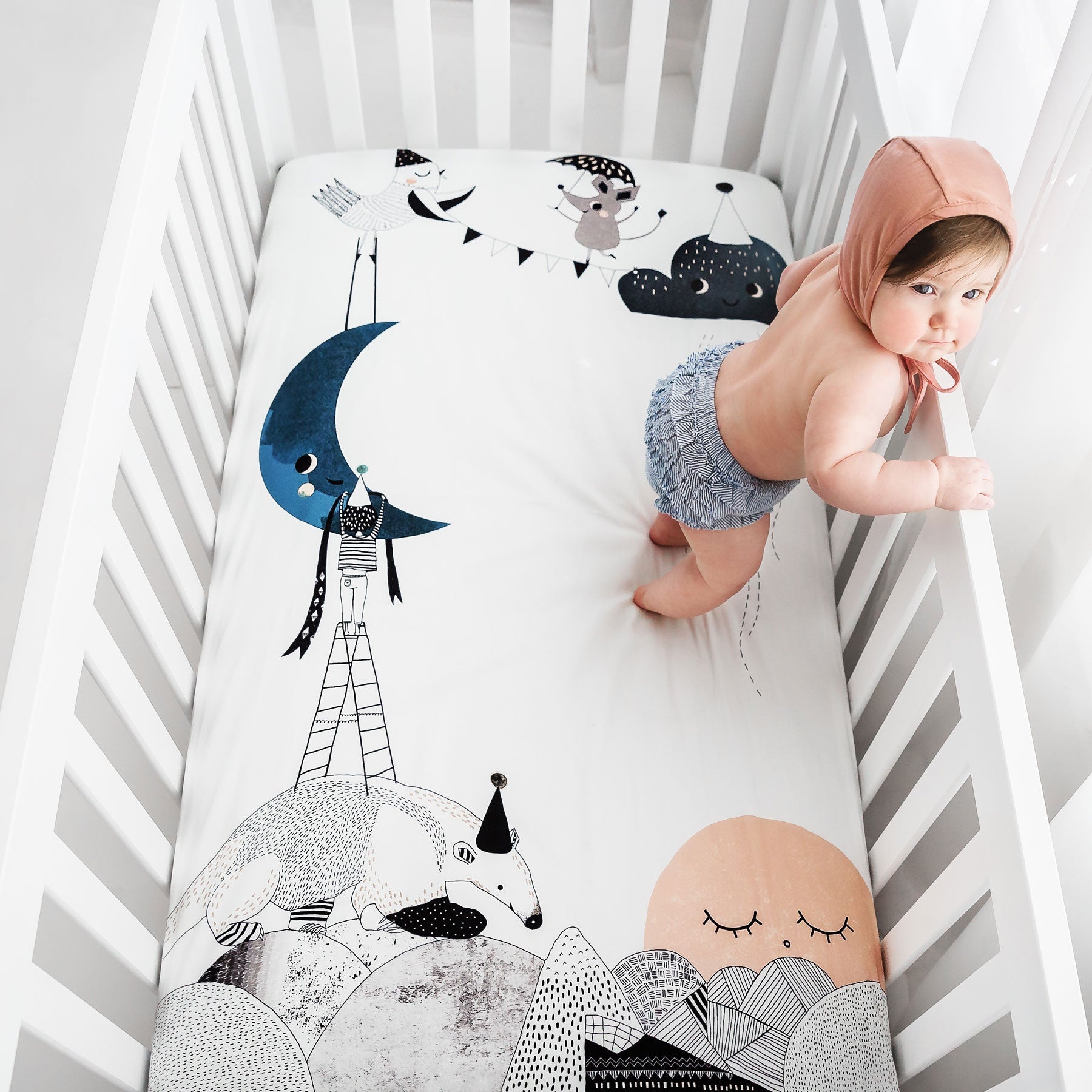 The Moon's Birthday Standard Size Crib Sheet Crib sheets Rookie Humans   