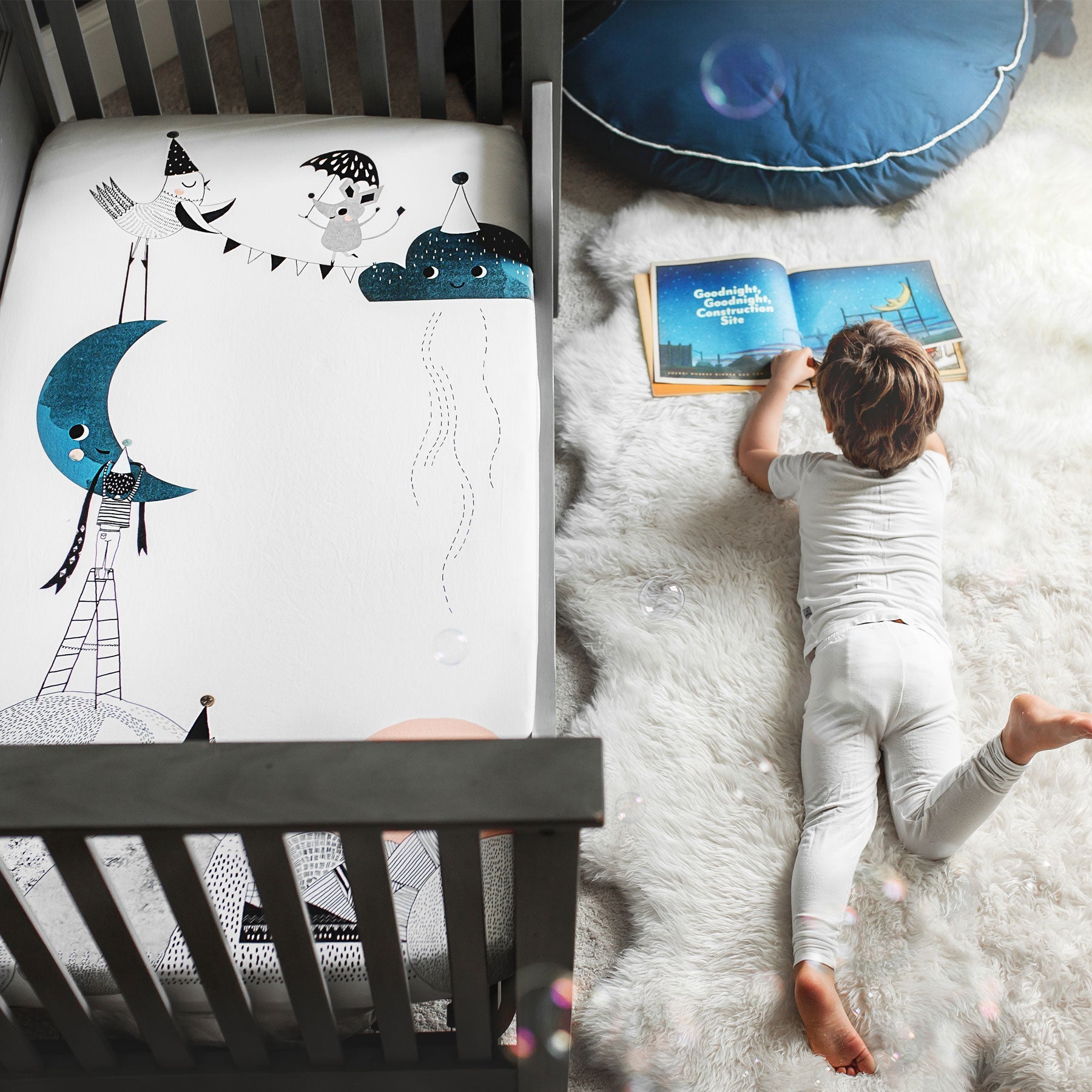 The Moon's Birthday Standard Size Crib Sheet Crib sheets Rookie Humans   