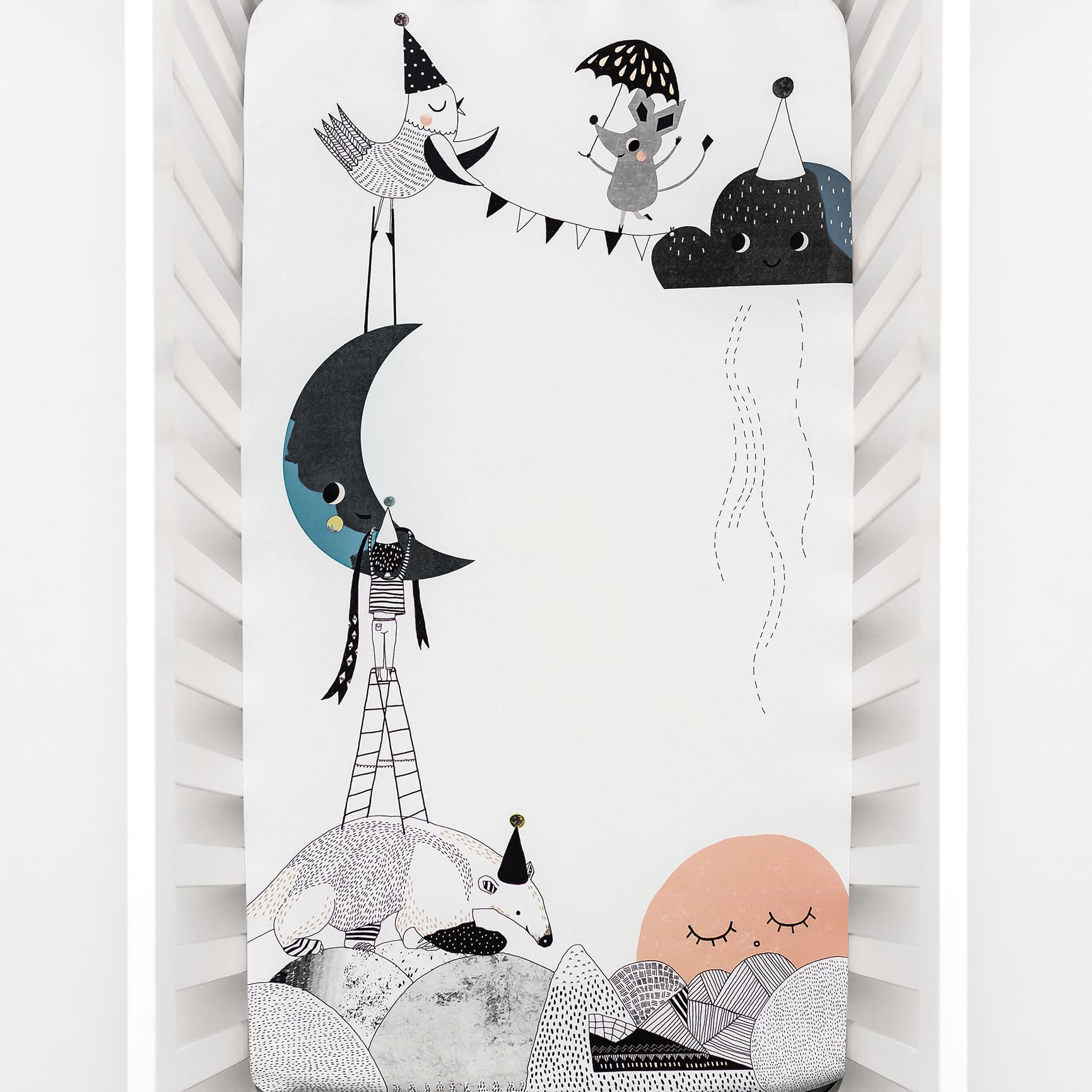 The Moon's Birthday Standard Size Crib Sheet Crib sheets Rookie Humans   