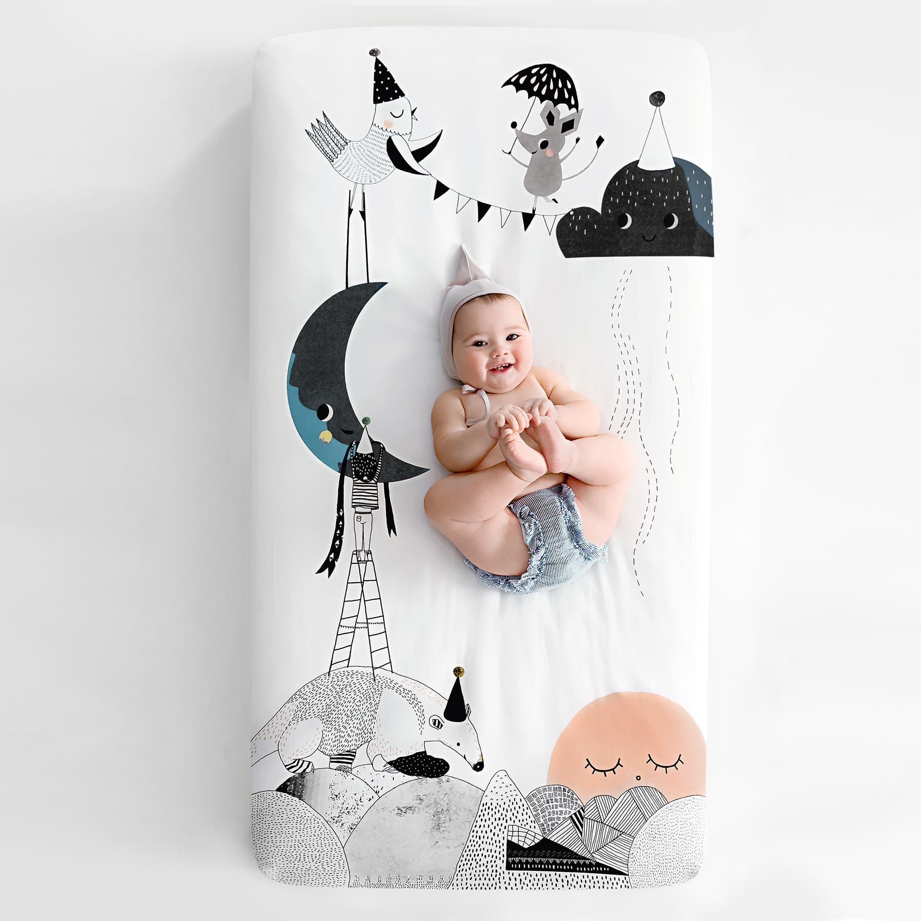 The Moon's Birthday Standard Size Crib Sheet Crib sheets Rookie Humans   