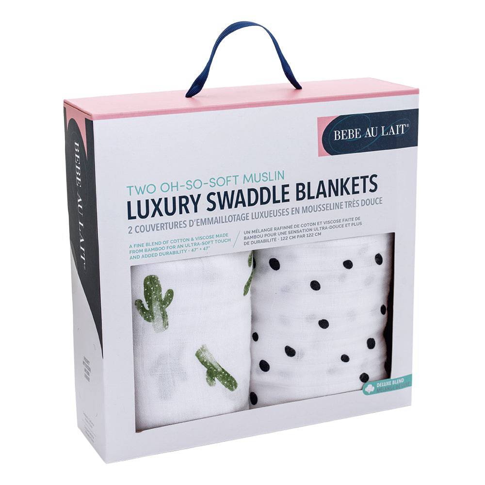 Muslin Swaddle Blanket Set Oh So Soft Saguaro + Dottie Swaddle Blanket Bebe au Lait   