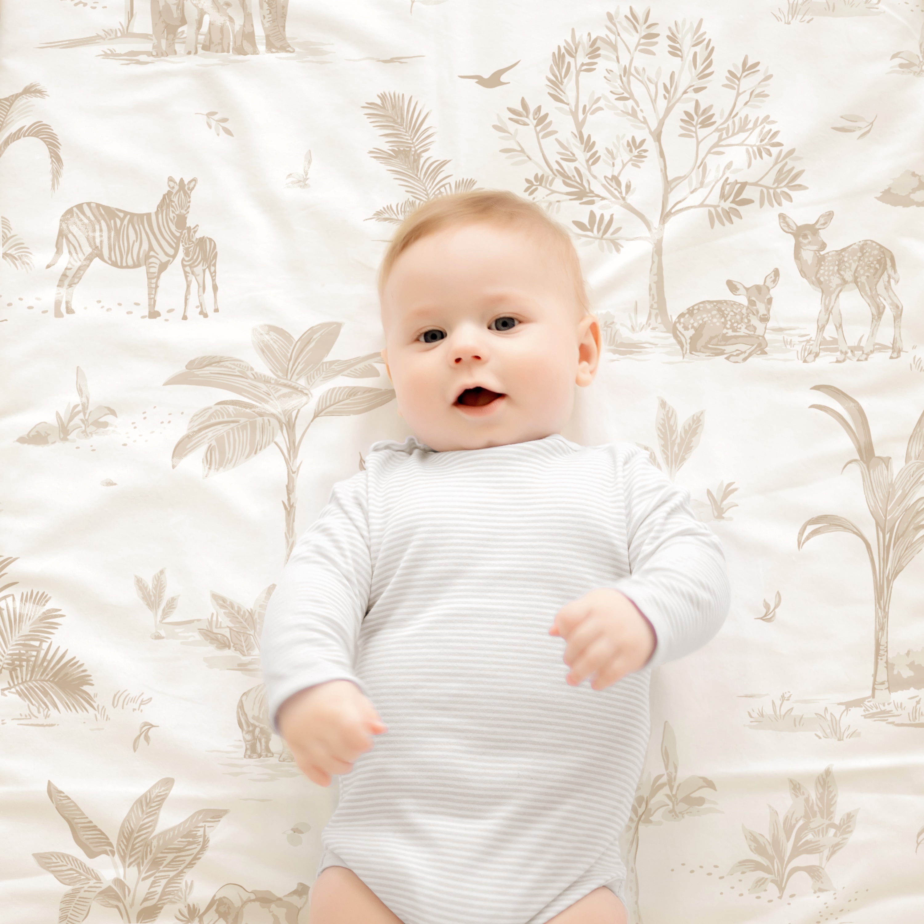 Organic Crib Sheet - Safari Crib Sheet Makemake Organics   