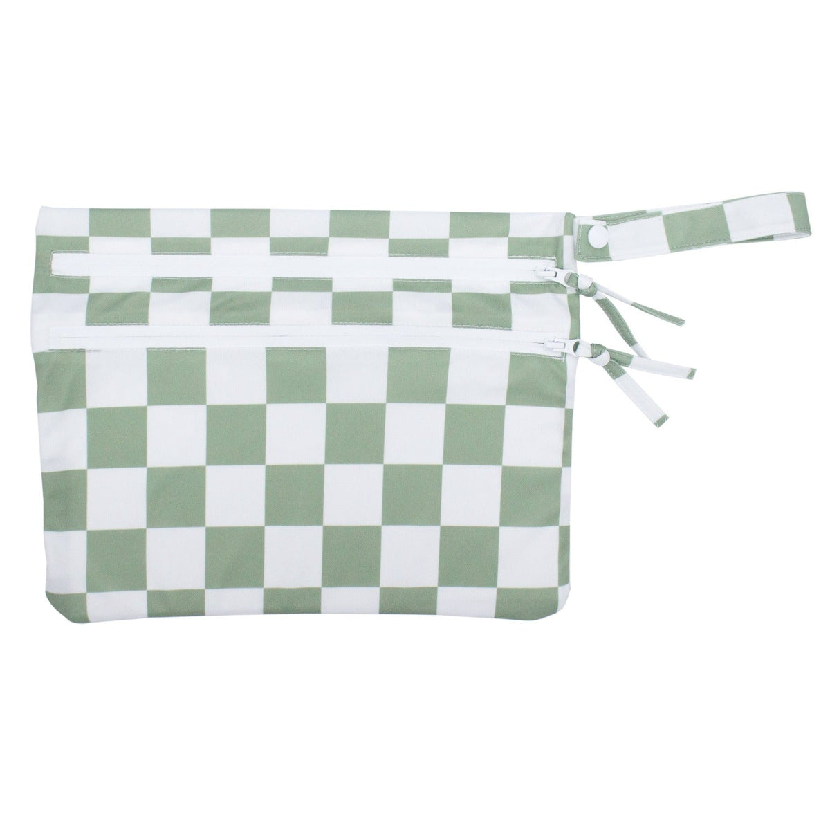 Sage Checkerboard - Waterproof Wet Bag (For mealtime, on-the-go, and more!)