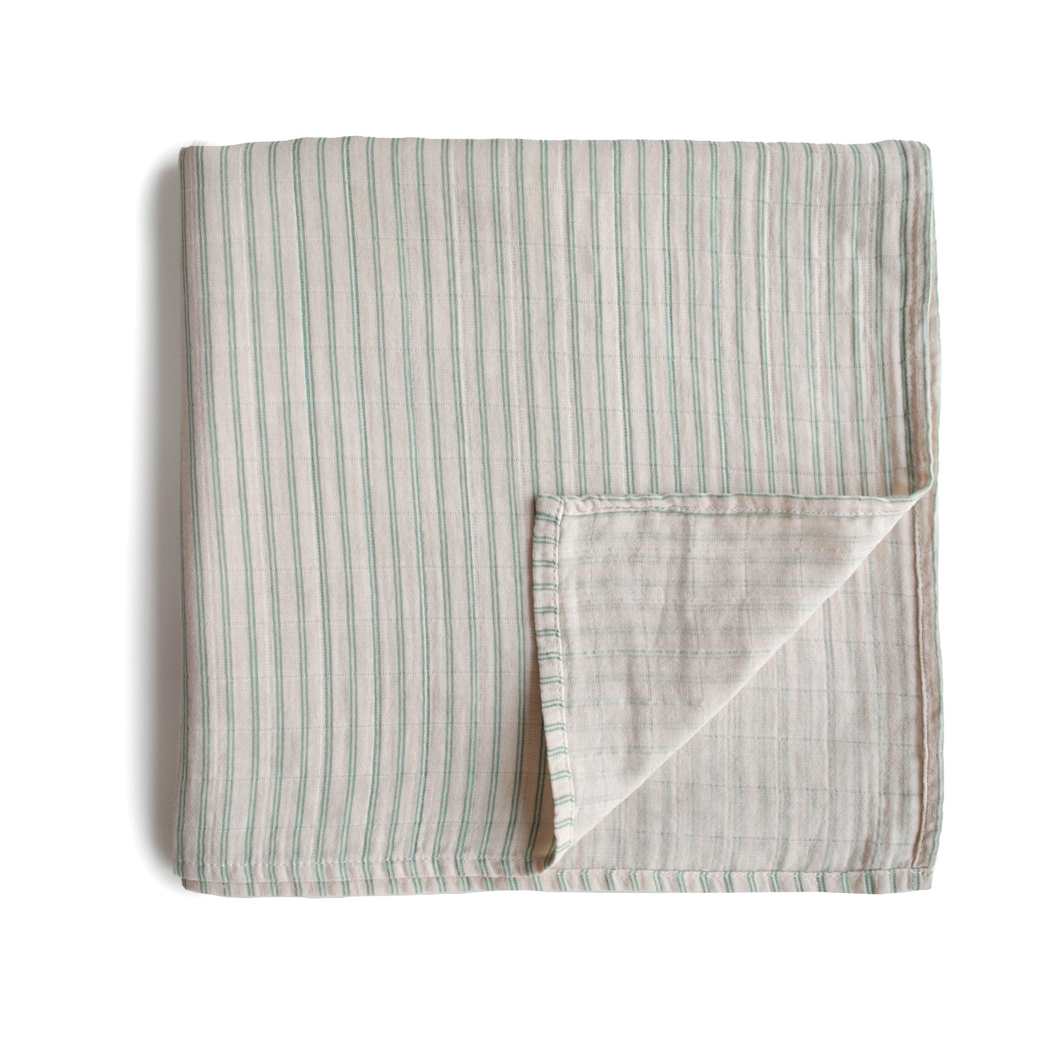 Organic Cotton Muslin Swaddle Blanket Swaddle Mushie Sage Stripe  