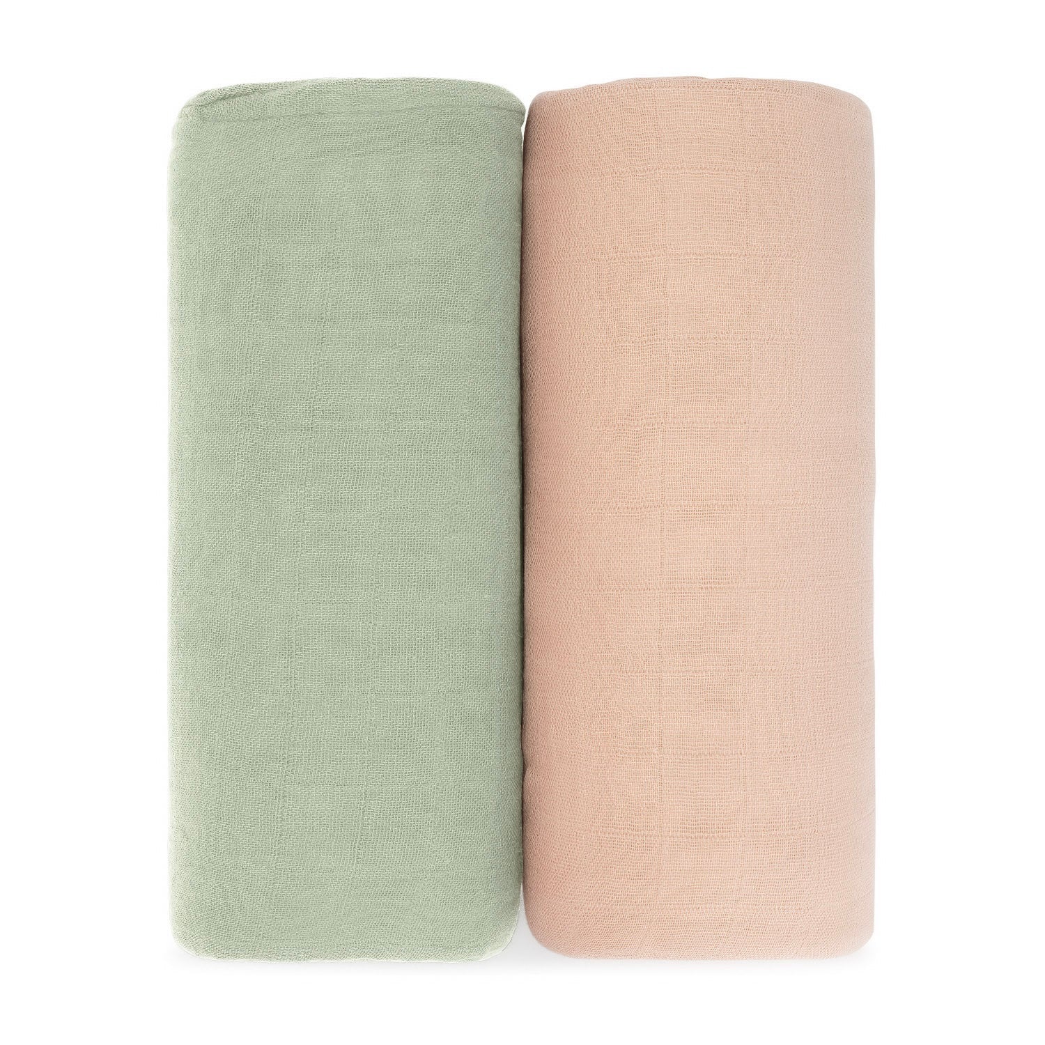 Muslin Swaddle Blanket, 2 Pack by Comfy Cubs - Sage & Blush