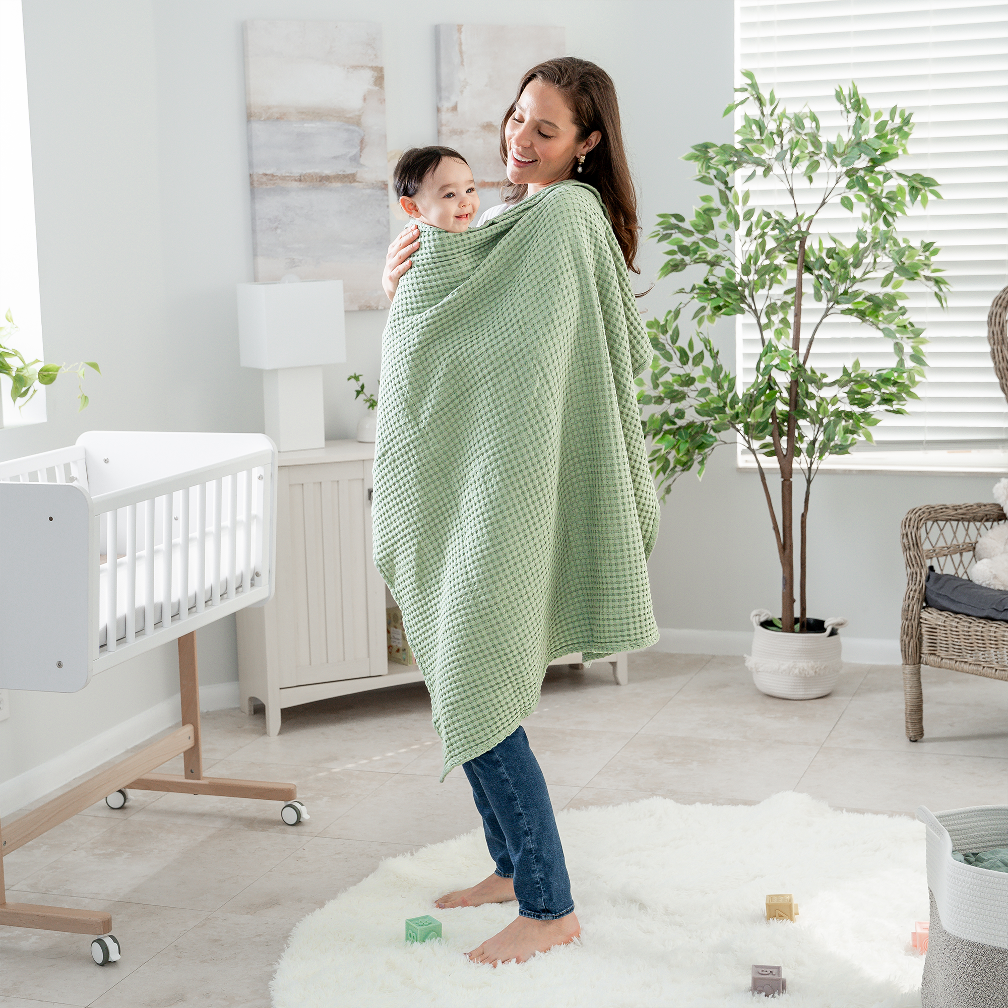 Baby Waffle Blankets by Comfy Cubs in Sage