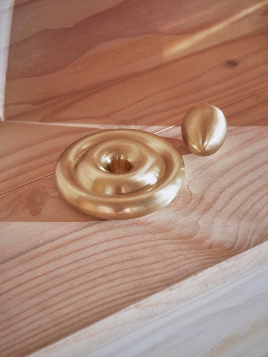 Savi Solid Brass Low Candleholder in Brushed Brass