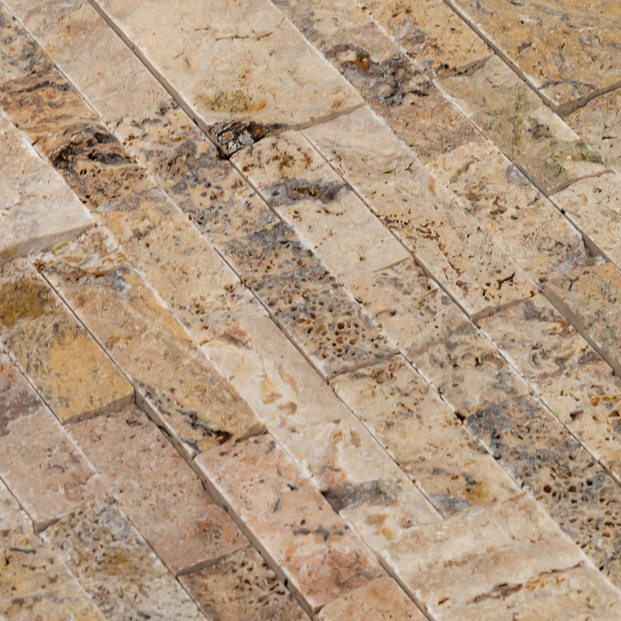 Scabos Ledger 3D Panel 6"x24" Split-face Natural Travertine Wall Tile - Belair Collection