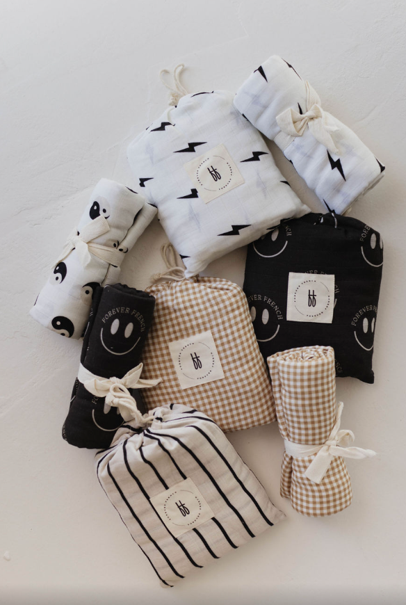 Muslin Swaddle | Charcoal & White ff Smile