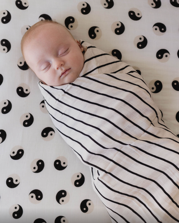 Muslin Swaddle | Grey & Black Stripe