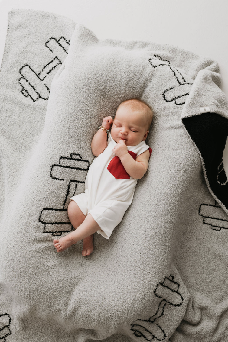 T-Shirt Tank Romper w/ Pocket | White & Red