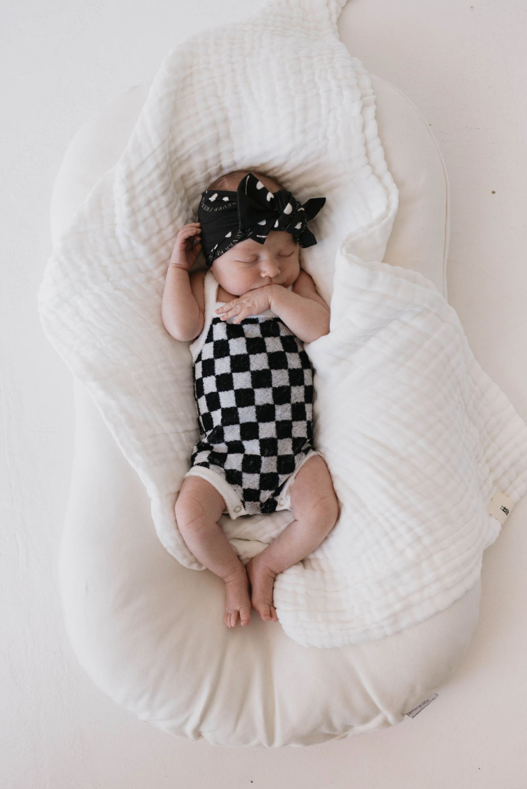 Terry Tank Bodysuit | Black & White Checkerboard