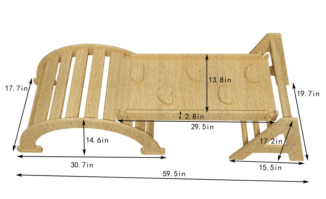 Maple - Wood Small Triangle Climbing Set with Ladder Slide and Rocker Indoor Avenlur.com   