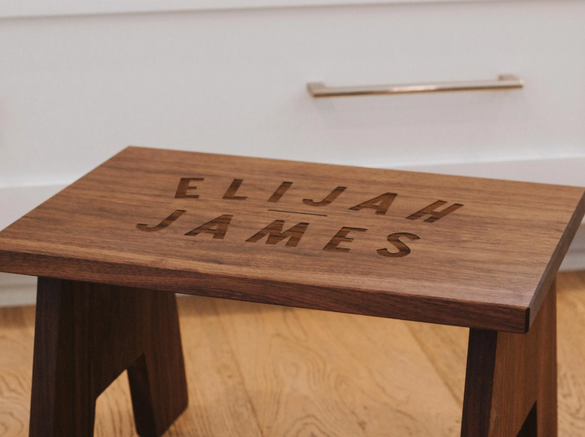 Personalized Children's Step Stool • Custom Engraved Wooden Stool • Custom Name Stool for Kids • Solid Walnut Wood • Montessori • USA Made