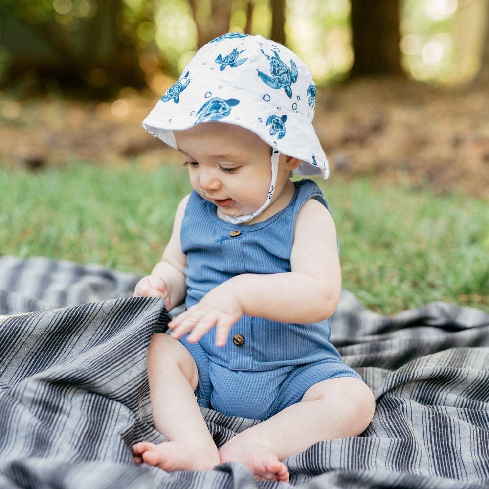 Sea Turtles Oh So Soft Muslin Sun Hat Sun Hat Bebe au Lait   