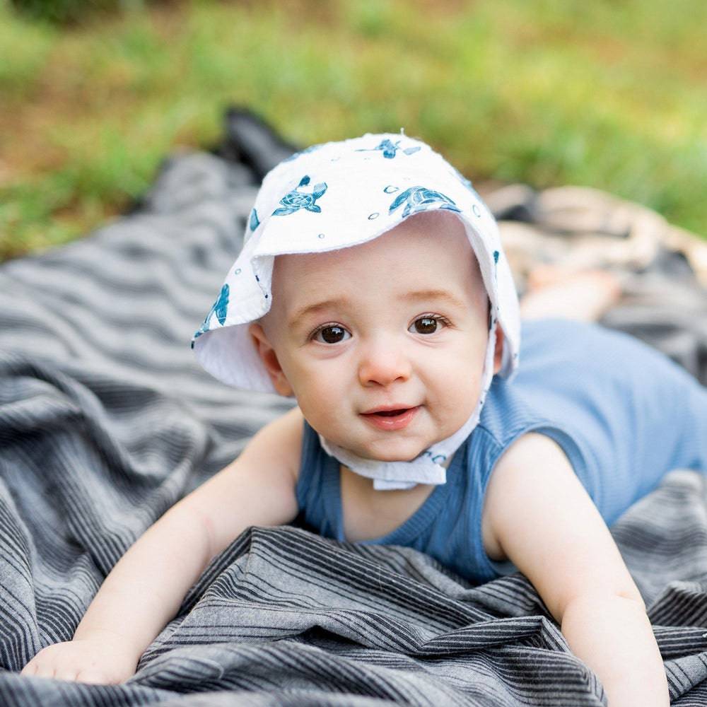 Sea Turtles Oh So Soft Muslin Sun Hat Sun Hat Bebe au Lait   