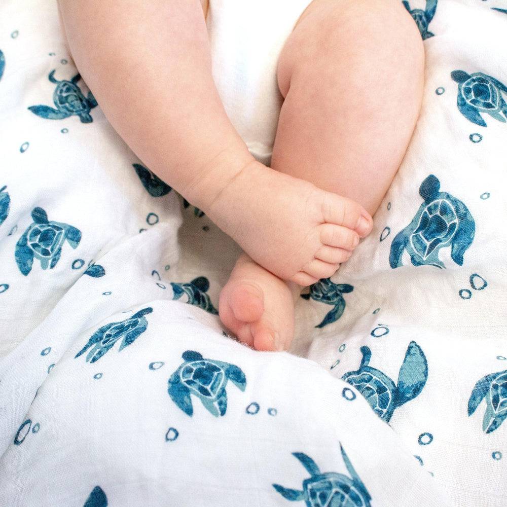 Muslin Swaddle Blanket Oh So Soft Sea Turtles Swaddle Blanket Bebe au Lait   