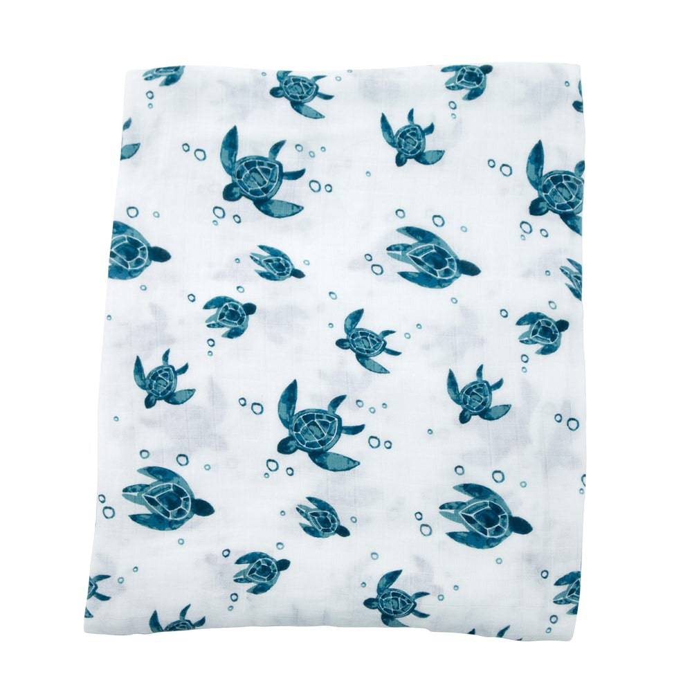 Muslin Swaddle Blanket Oh So Soft Sea Turtles Swaddle Blanket Bebe au Lait   