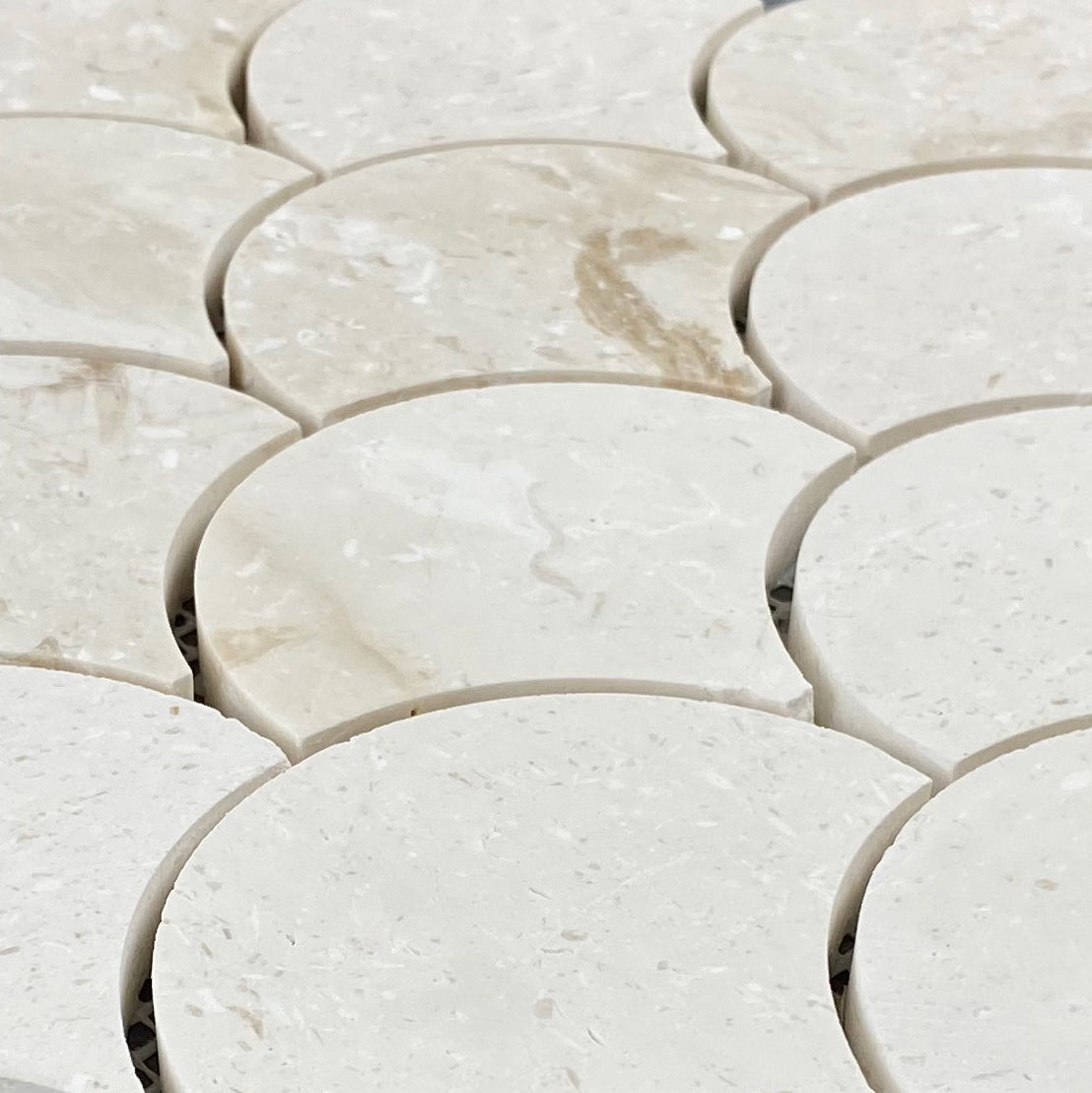 Shell Stone Limestone Laguna Design on 12" x 12" Mesh Mosaic Tile - Belair Collection