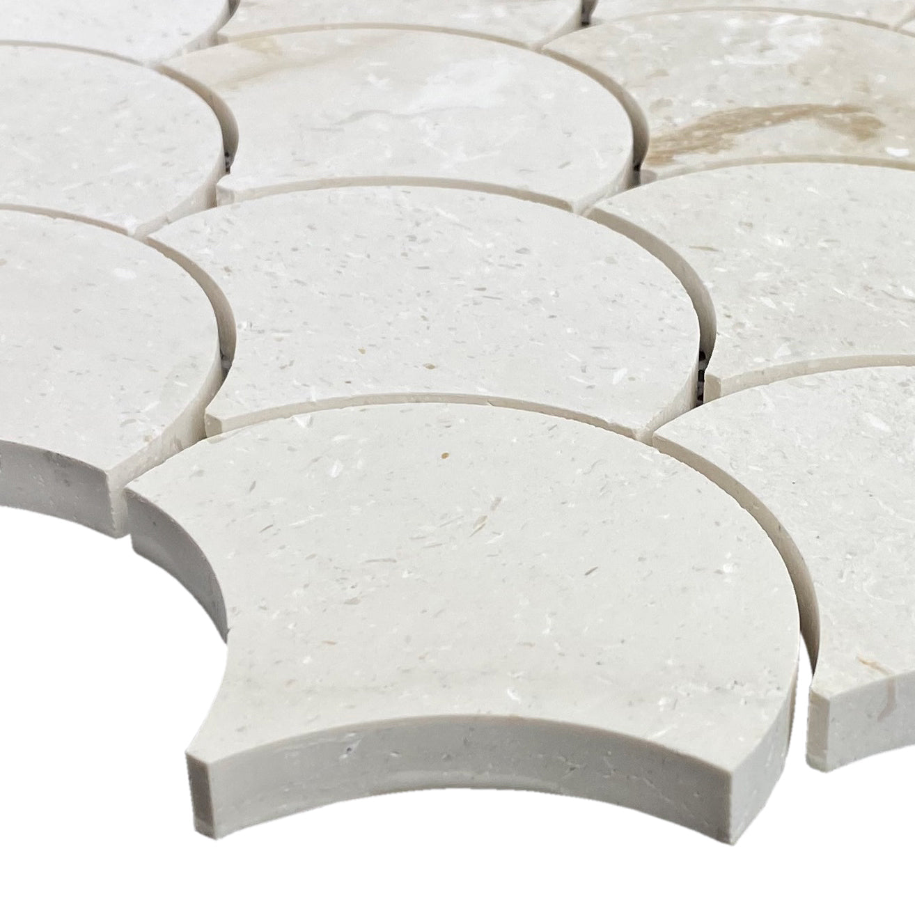 Shell Stone Limestone Laguna Design on 12" x 12" Mesh Mosaic Tile - Belair Collection