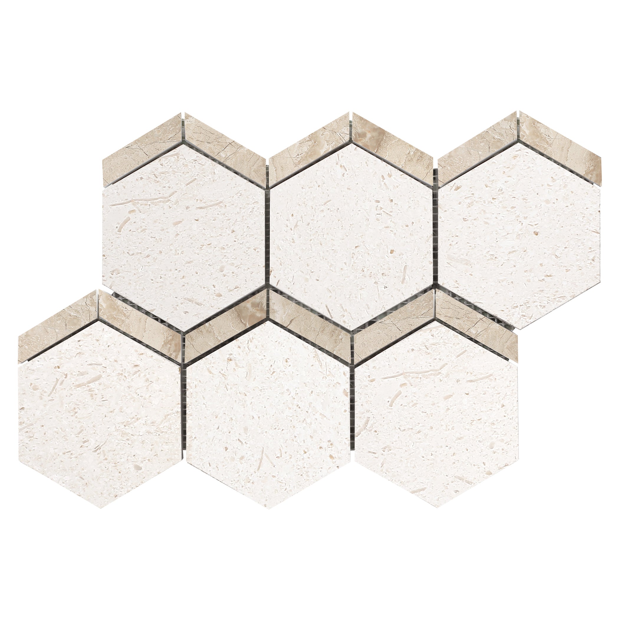 Shell Stone Limestone Naples Design on 12" x 12" Mesh Mosaic Tile - Belair Collection